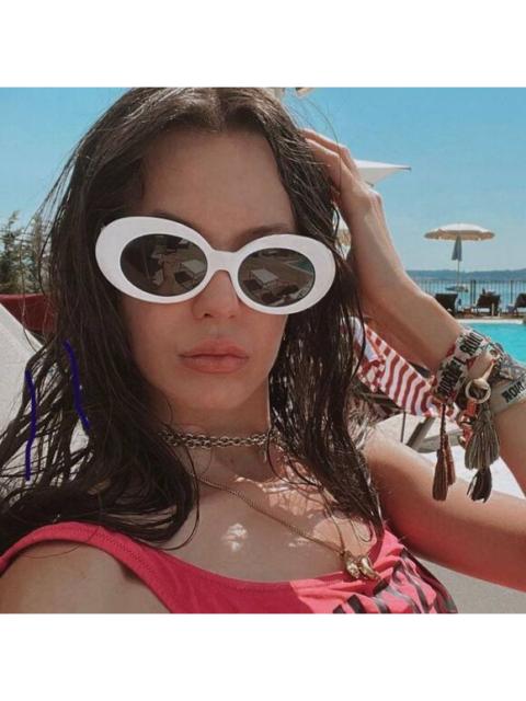 VERSACE NEW Versace VE4426BU 314/87 MAXI MEDUSA BIGGIE White Dark  Gray Oval Sunglasses