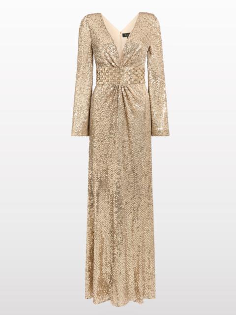 JENNY PACKHAM Jenny Packham June Sequin Embellished Maxi Dress in Illusion at Nordstrom