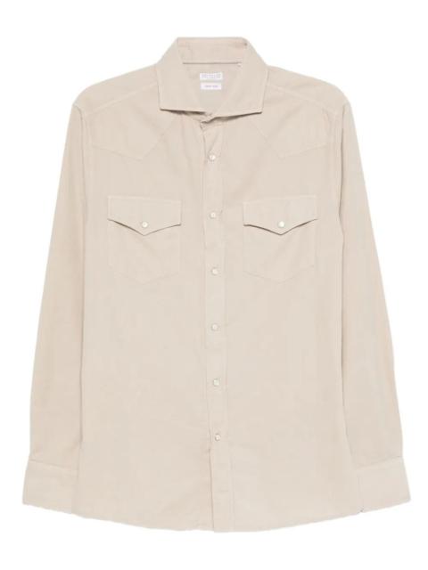 Brunello Cucinelli Brunello Cucinelli Men Easy Fit Western Shirt In Corduroy