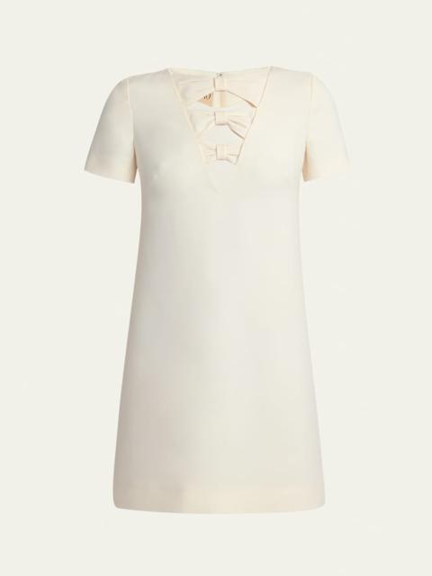 Valentino Bow Cutout Short-Sleeve Mini Dress