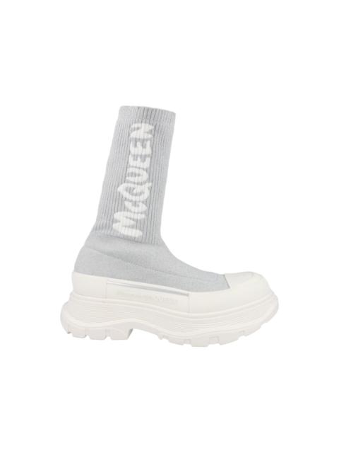 Alexander McQueen Alexander McQueen Logo Intarsia Chunky Sock Sneaker Grey White (Women's)