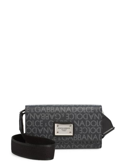 Dolce & Gabbana Dolce&Gabbana Logo Coated Jacquard Crossbody Bag in 8B969 Nero/Grigio at Nordstrom