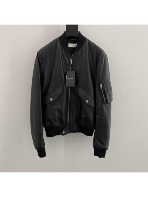 SAINT LAURENT Saint Laurent Leather Bomber Jacket in Large