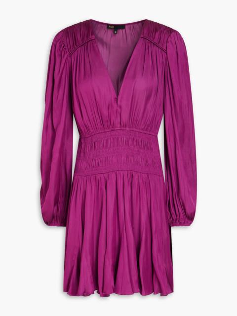 maje Shirred satin mini dress