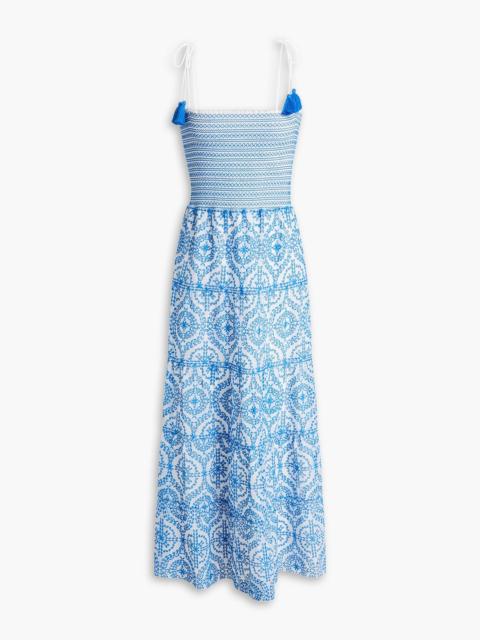 Alice + Olivia Marna smocked broderie anglaise midi dress