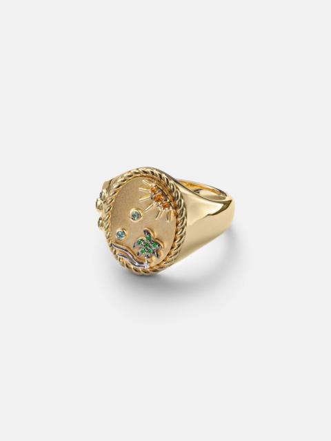 Yvonne Léon La Plage 9kt gold ring with gemstones