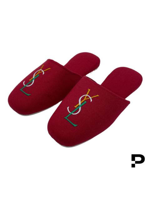 SAINT LAURENT Yves Saint Laurent YSL Twill Logo Slipper - Red