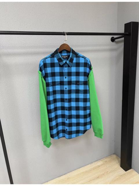BALENCIAGA Balenciaga checkered patchwork sleeve shirt