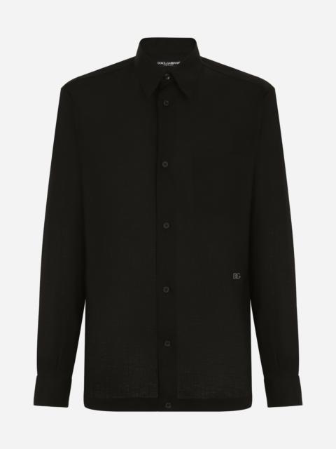 Dolce & Gabbana Linen Hawaiian shirt with DG hardware