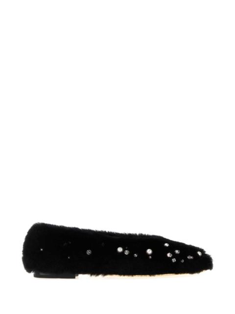 JIMMY CHOO Jimmy Choo Women Black Fur Margot Ballerinas