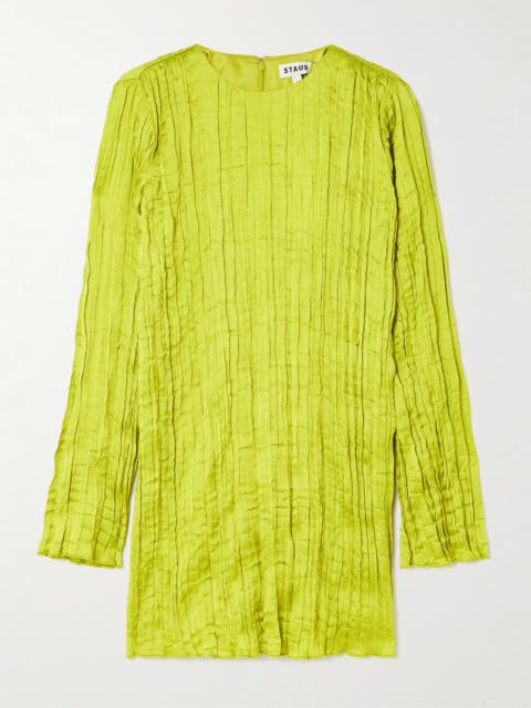 STAUD Kona Plissé-satin Mini Dress