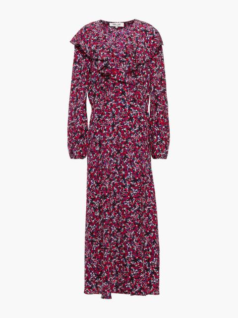 DIANE VON FURSTENBERG Bella wrap-effect ruffled printed silk crepe de chine midi dress