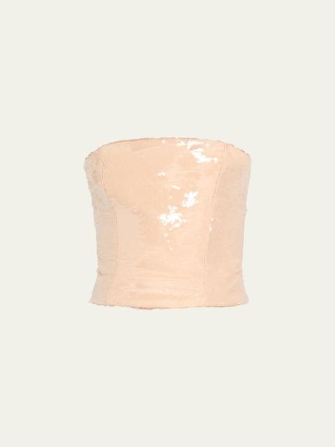 LaQuan Smith Sequin Corset Bustier Top