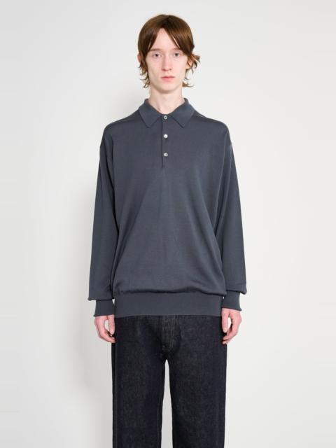 A.PRESSE A.PRESSE WOOL KNIT L/S POLO SHIRTS GREY