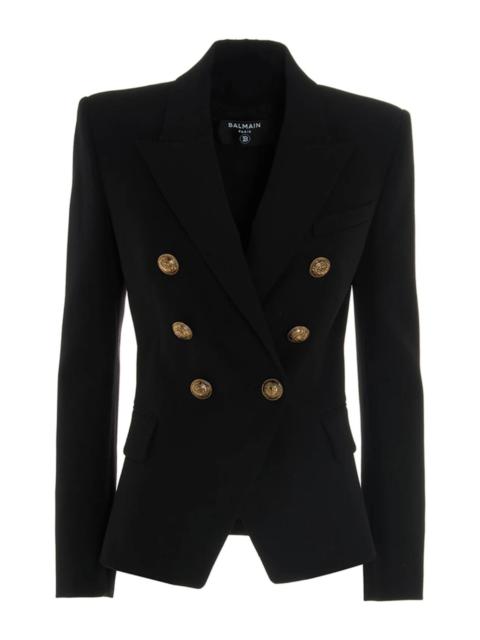 Black Wool Classic Double-Breasted Blazer Jacket