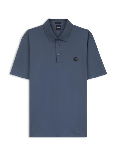 BOSS MERCERIZED-COTTON POLO SHIRT WITH DOUBLE B MONOGRAM