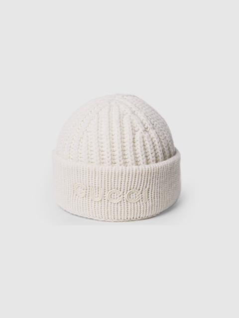 GUCCI Wool cashmere hat with embroidery