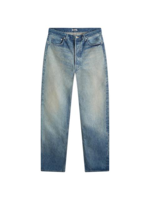 Auralee Selvedge Faded Straight Leg Jeans