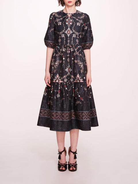 Marchesa PRINTED POPLIN MIDI DRESS