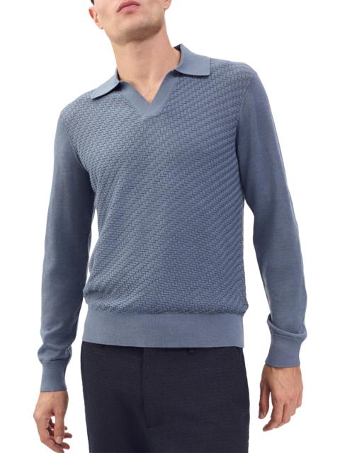 rag & bone rag & bone Charles Wool Johnny Collar Polo Sweater in Blue at Nordstrom