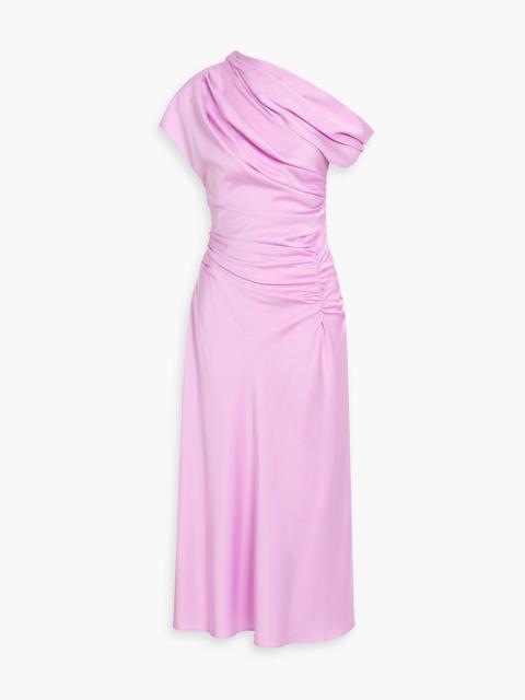 SIMKHAI Joanna one-shoulder gathered satin midi dress
