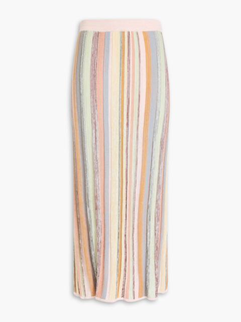 Zimmermann Striped ribbed-knit midi skirt