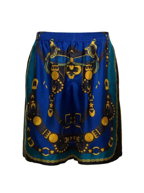 Versace Medusa Harness-Print Silk Twill Shorts