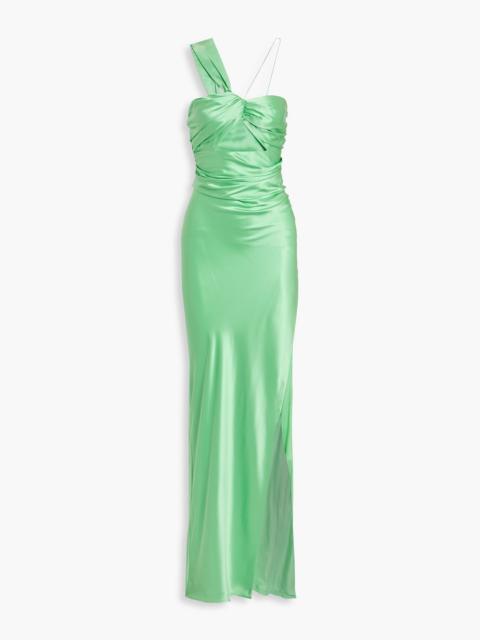 THE SEI One-shoulder cutout silk-satin gown