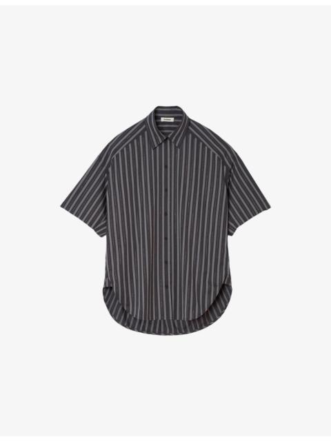 Sandro Striped Rhinestone-Embellished Cotton Shirt