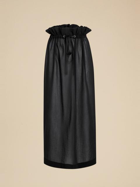 KHAITE The Ember Skirt in Black Cotton Silk