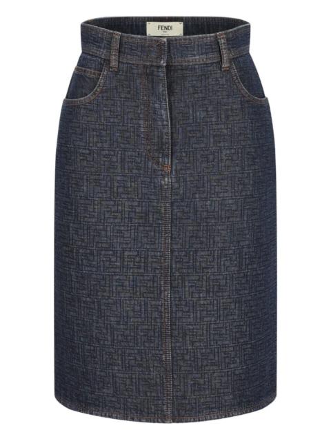 FENDI `FF Padded` Denim Skirt