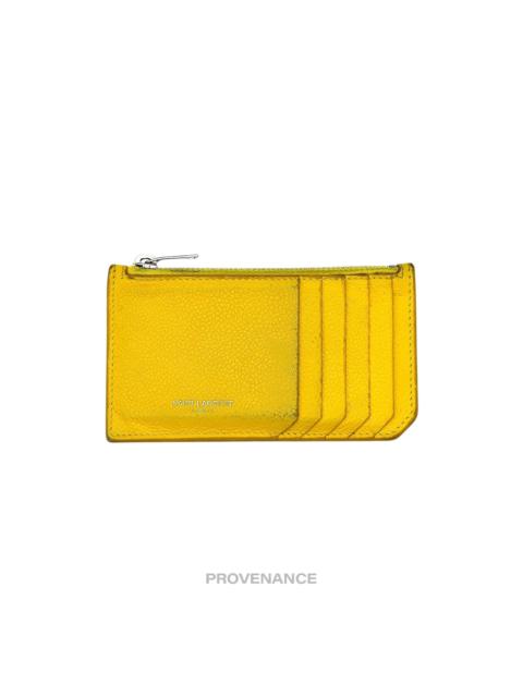 Saint Laurent Paris SLP Fragment Zip Card Wallet - Yellow