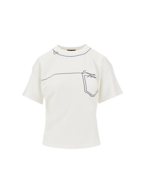 EMPORIO ARMANI Emporio Armani Embroidered Jersey T-shirt White Women