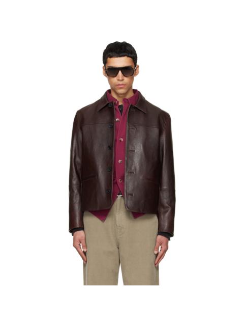 Tonywack Brown Vegetable Lamb Leather Chore Jacket