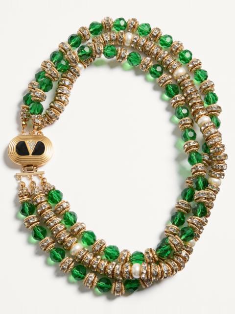Valentino COEUR ROYAL NECKLACE IN METAL, ENAMEL, BRIOLE GLASS, PEARLS AND CRYSTALS