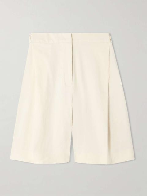 Bella pleated linen-blend shorts