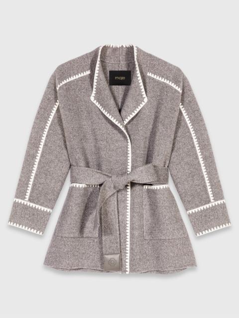 maje Double-faced coat with trim