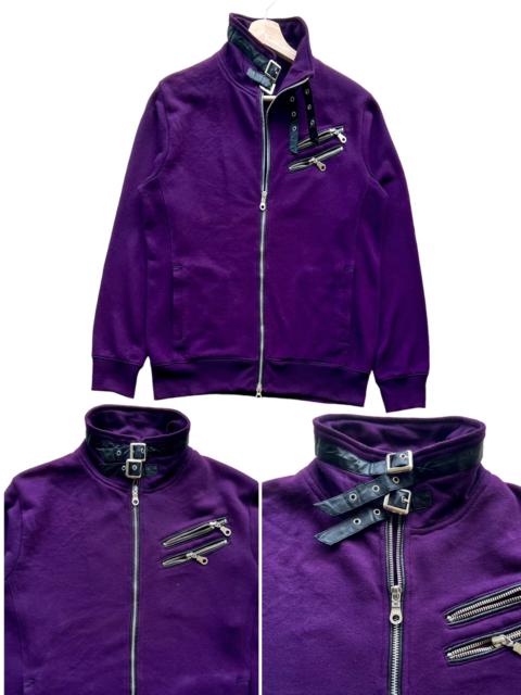 Other Designers Designer - SEMANTIC DESIGN MULTIZIPPER WITH LEATHER COLLER SWEATER