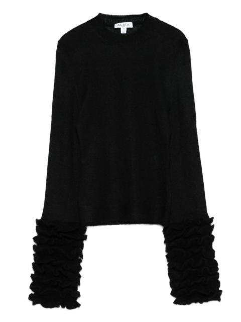 Alaïa ruffled-cuff mohair sweater