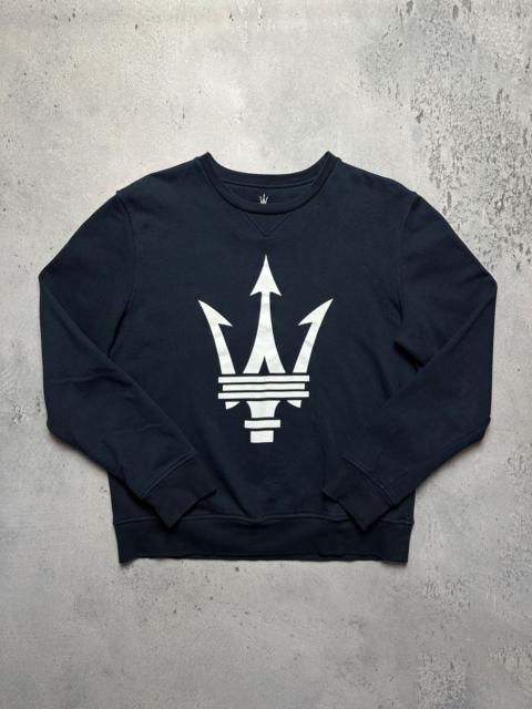 Maserati Racing Big Logo Crewneck Sweatshirt Navy Cotton y2k