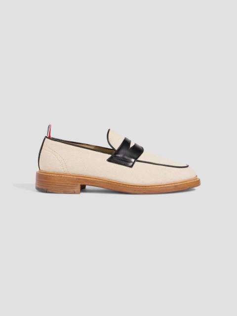 Thom Browne Leather-trimmed canvas penny loafers