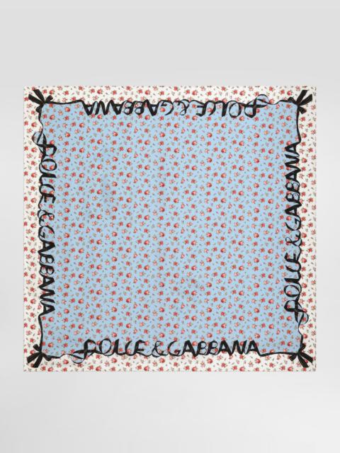Dolce & Gabbana Small rose-print silk twill scarf 90x90