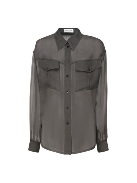 SAINT LAURENT pointed-collar flap-pocket shirt