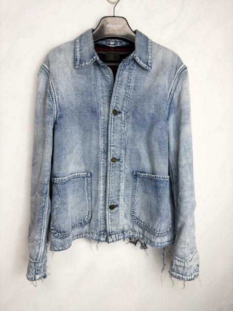 SAINT LAURENT Saint Laurent FW20 Runway Distressed Denim Jacket