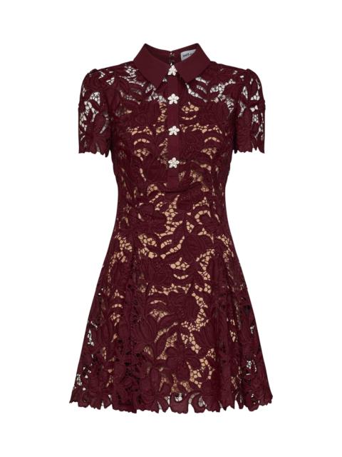 self-portrait Self Portrait Women Burgundy Macramé Lace Flared Mini Dress