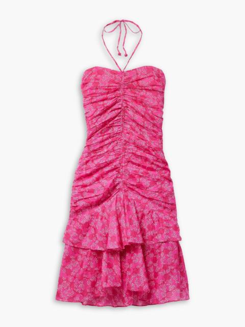 Isabel Marant Étoile Ilanka ruched floral-print cotton-voile halterneck mini dress