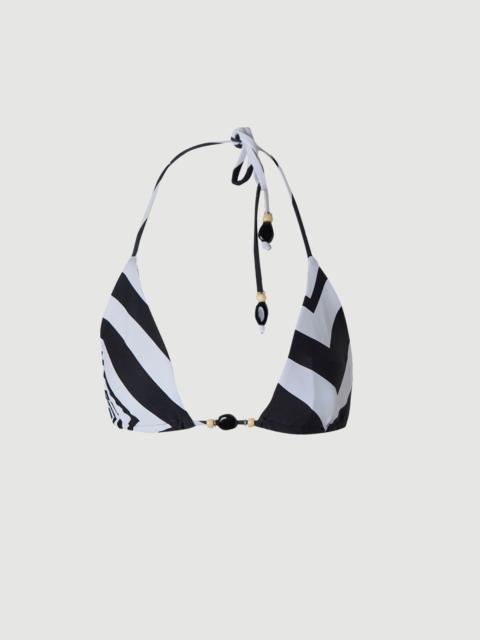 KAREN MILLEN Stripe Print With Bead Detail Bikini Top