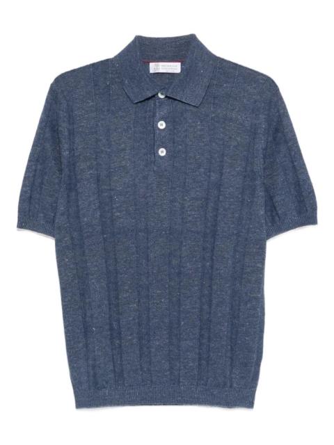 Brunello Cucinelli Brunello Cucinelli Men Linen And Cotton Wide Rib Knit Polo