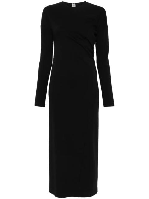 Toteme Asymmetric Gathered Jersey Midi Dress