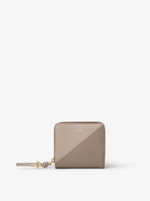 FENDI FF Diamonds Bifold Small Dove gray and truffle-color leather wallet